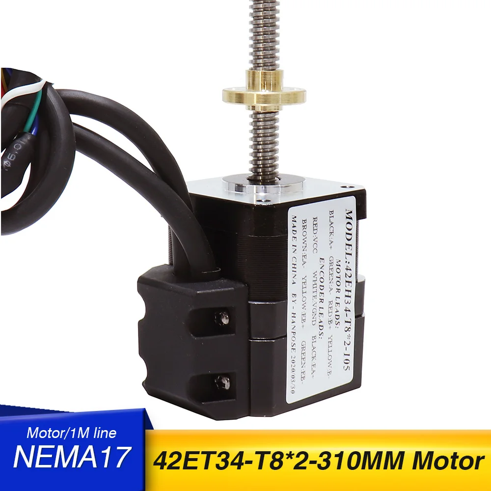 Шаговый двигатель с замкнутым контуром NEMA17 42et34-t8x2-310 мм, винтовой двигатель 2 а 0,3 нм и драйвер CL42 для 3D медицинских аксессуаров
Шаговый двигатель с замкнутым контуром NEMA17 42et34-t8x2-310 мм, винтовой двигатель 2 а 0,3 нм и драйвер CL42 для 3D медицинских аксессуаров