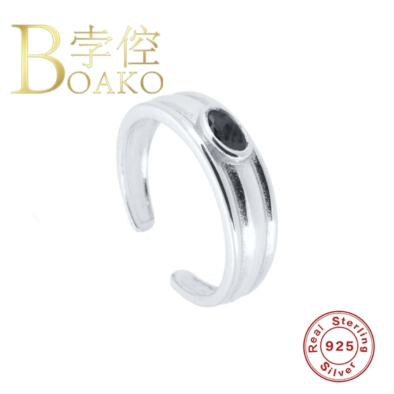 BOAKO 925 Sterling Silver Jewelry Rings Open Smooth Lines Black Zircon Fashion Luxury Wedding Rings Gemstones
BOAKO 925 Sterling Silver Jewelry Rings Open Smooth Lines Black Zircon Fashion Luxury Wedding Rings Gemstones