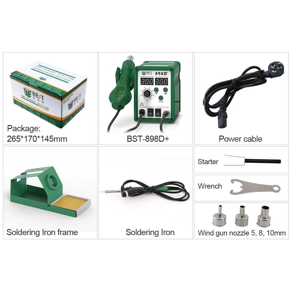 BST-898D+ 2 In 1 Digital ESD Hot Air Gun Soldering Station Welding Solder Iron For IC SMD Desoldering Rework station 
BST-898D+ 2 In 1 Digital ESD Hot Air Gun Soldering Station Welding Solder Iron For IC SMD Desoldering Rework station