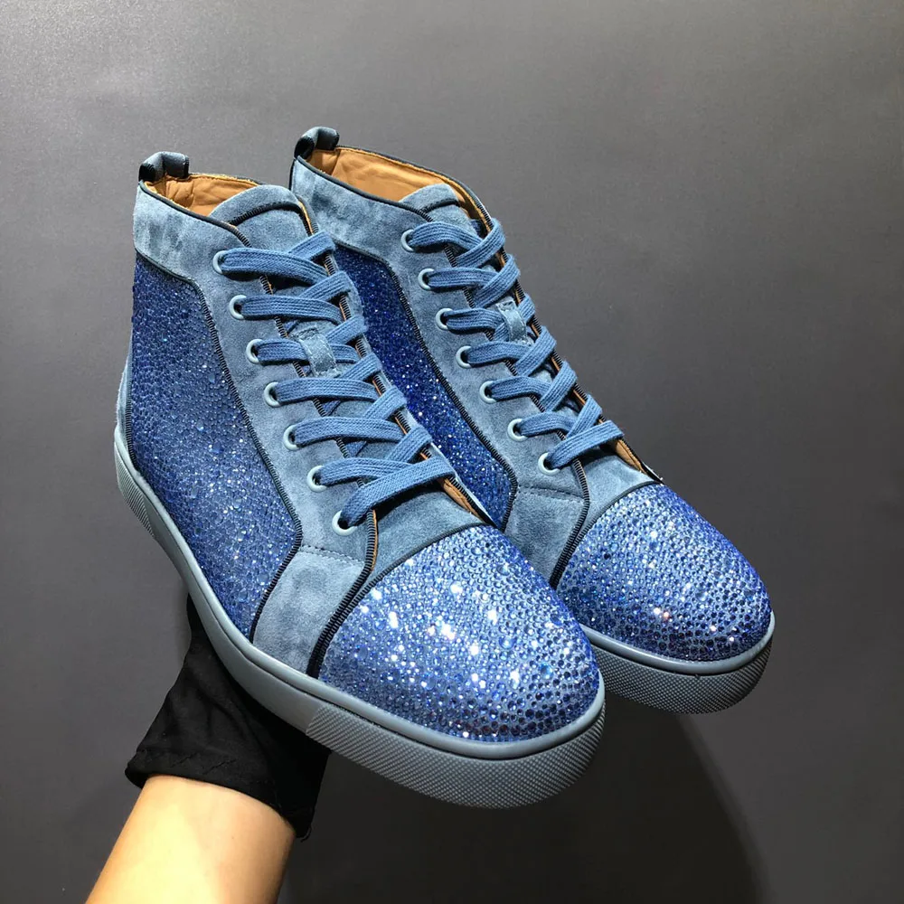 Blue High Top Genuine Suede Leather Luxury Diamond Red Bottom Men Casual Women Loafers Sneakers Driving Shoes Plus Size 47 48
Blue High Top Genuine Suede Leather Luxury Diamond Red Bottom Men Casual Women Loafers Sneakers Driving Shoes Plus Size 47 48