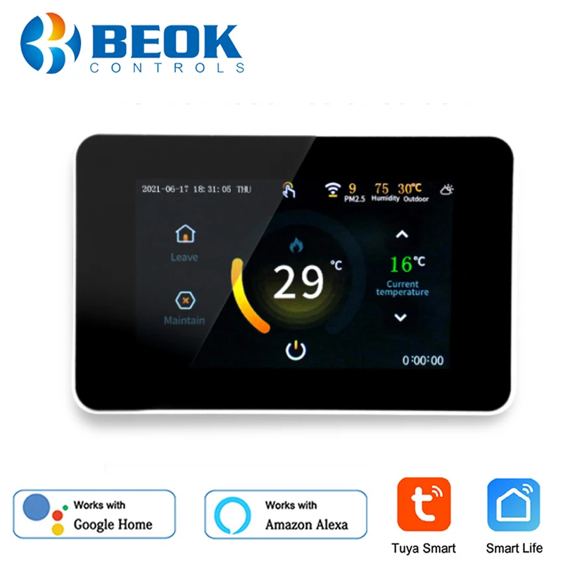 Умный термостат Beok Tuya, Wi-Fi, для теплого пола, работает с Alexa, Google Home
Умный термостат Beok Tuya, Wi-Fi, для теплого пола, работает с Alexa, Google Home