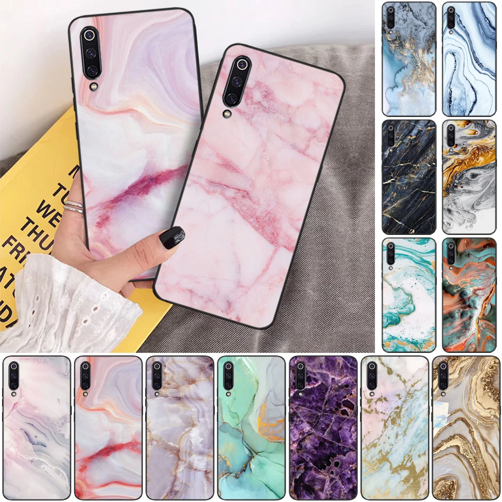Reayou Love Розовый Мраморный мягкий силиконовый черный чехол для телефона Xiaomi 8 9 se 5X