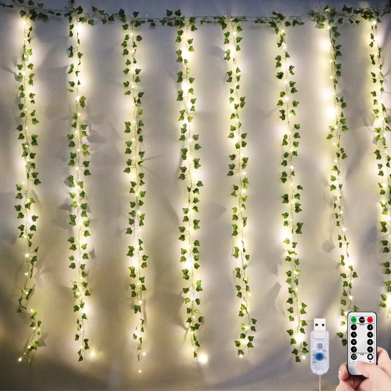3*2m LED Ivy Garland Light Curtain For Living Room Fairy Lights Remote Control USB Light Curtain Christmas Wedding Decoration
3*2m LED Ivy Garland Light Curtain For Living Room Fairy Lights Remote Control USB Light Curtain Christmas Wedding Decoration