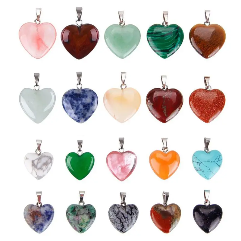 20 Pieces Heart Shape Stone Pendants Chakra Beads Crystal 2 Different Sizes G2AF
20 Pieces Heart Shape Stone Pendants Chakra Beads Crystal 2 Different Sizes G2AF