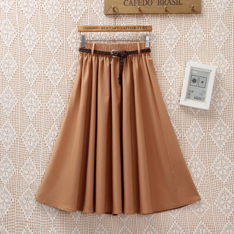 QRWR Skirt Female 2021 New High Waist Pleated Preppy Style Mid Length Skirts A Line Elegant Solid Color Has a belt Women Skirt
QRWR Skirt Female 2021 New High Waist Pleated Preppy Style Mid Length Skirts A Line Elegant Solid Color Has a belt Women Skirt