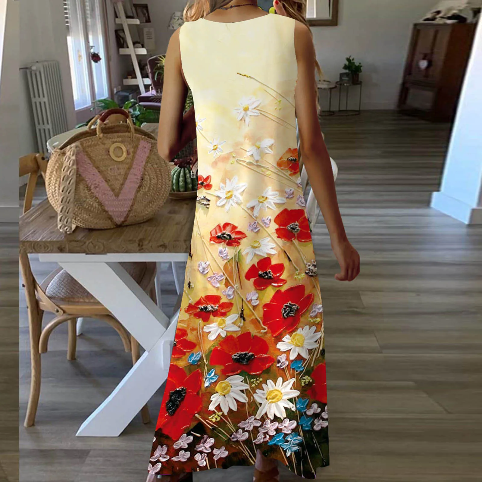 40# Sleeveless Floral Maxi Dress Casual Loose Vest Long Dress Women Plus Size Beach Tank Dress Bohemia Holiday Robe Femme
40# Sleeveless Floral Maxi Dress Casual Loose Vest Long Dress Women Plus Size Beach Tank Dress Bohemia Holiday Robe Femme