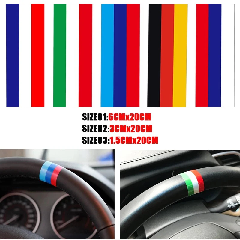 

Pesonalized Car Sticker Tricolor Germany Italy Franch Russia National Flag Sticker Steering Wheel Stickers Grille Stickers
