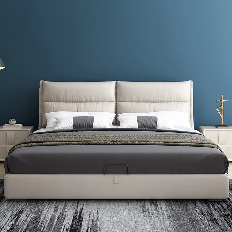 Modern minimalist leather bed small apartment master bedroom 1.8 m Nordic leather double bed 1.5 m fashion storage soft bed 
Modern minimalist leather bed small apartment master bedroom 1.8 m Nordic leather double bed 1.5 m fashion storage soft bed