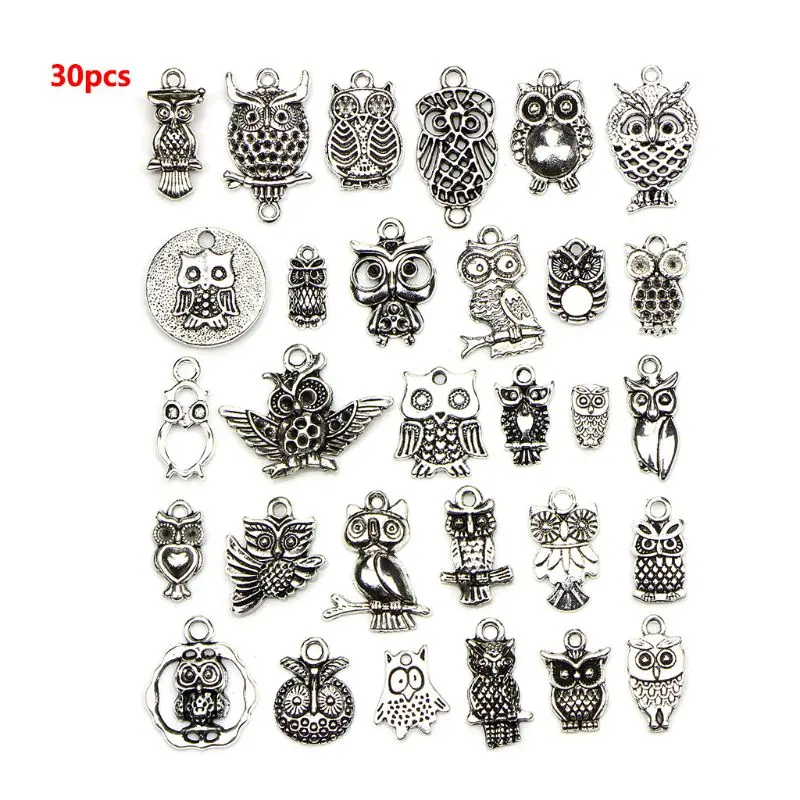 30 Pcs Handmade DIY Bracelet Necklace Accessories Owl Shape Pendant Set Ancient Silver Jewelry Decoration
30 Pcs Handmade DIY Bracelet Necklace Accessories Owl Shape Pendant Set Ancient Silver Jewelry Decoration