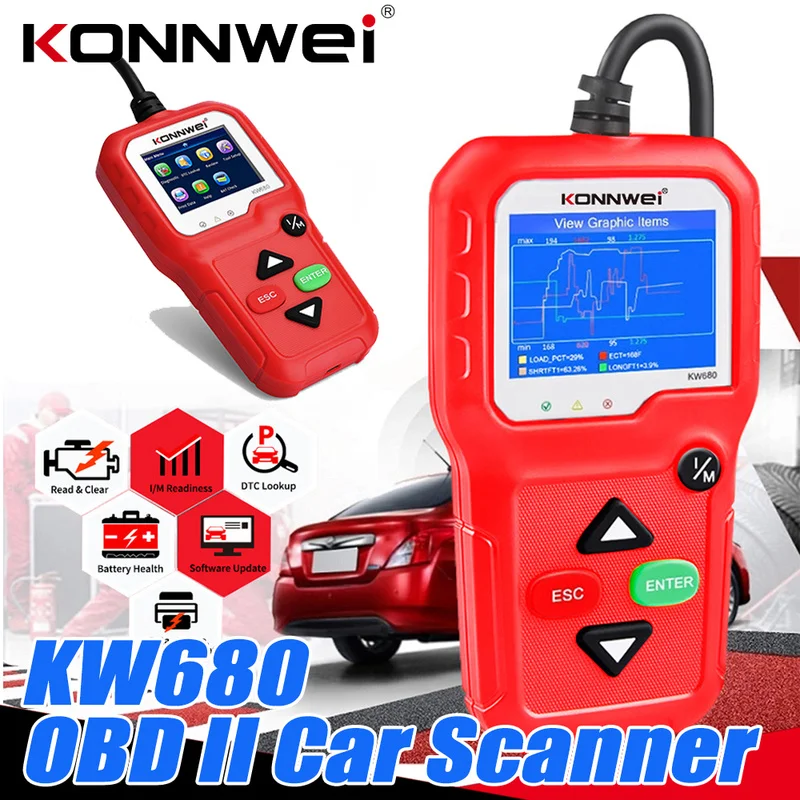 KONNWEI KW680 OBD2 Car Automotive Diagnostic Scanner Automobile Vehicle OBD II Engine Code Reader 12V Fault Detector Tools
KONNWEI KW680 OBD2 Car Automotive Diagnostic Scanner Automobile Vehicle OBD II Engine Code Reader 12V Fault Detector Tools