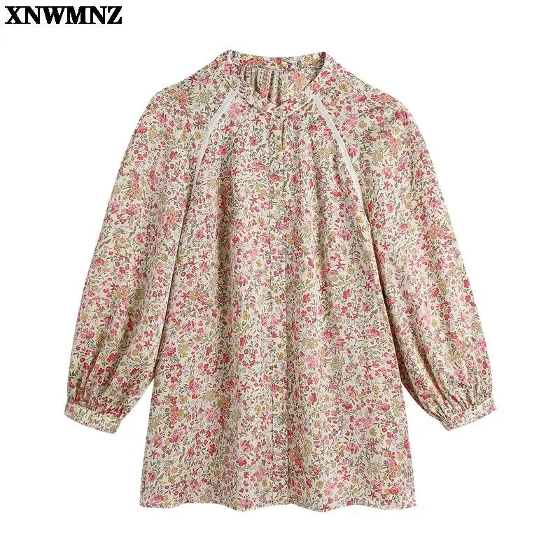 Women za loose floral print blouse woman vintage fashion round neck Three Quarter sleeve lace trim button-up female shirt top
Women za loose floral print blouse woman vintage fashion round neck Three Quarter sleeve lace trim button-up female shirt top