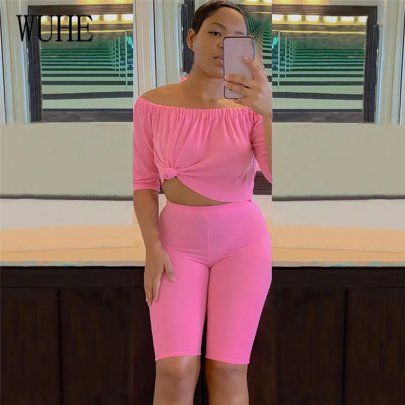 WUHE Summer Casual Two Piece Suits Off Shoulder Slash Neck Short Sleeve Crop Top Tight Slim Pants Sports Fitness Party Wear
WUHE Summer Casual Two Piece Suits Off Shoulder Slash Neck Short Sleeve Crop Top Tight Slim Pants Sports Fitness Party Wear