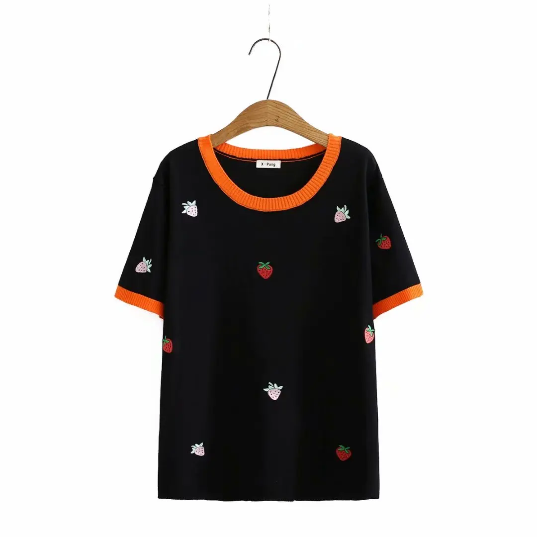 Plus size Ice silk knitted thin section color matching women tshirts 2021 embroidery summer ladies t shirts female tops t-shirts
Plus size Ice silk knitted thin section color matching women tshirts 2021 embroidery summer ladies t shirts female tops t-shirts