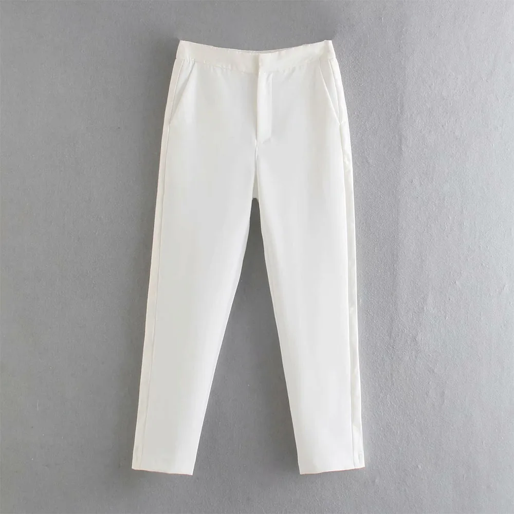Za Women 2021 New Fashion Side Pockets Slim Pants Vintage High Waist Zipper Fly Canonicals Style Female Trousers Mujer
Za Women 2021 New Fashion Side Pockets Slim Pants Vintage High Waist Zipper Fly Canonicals Style Female Trousers Mujer