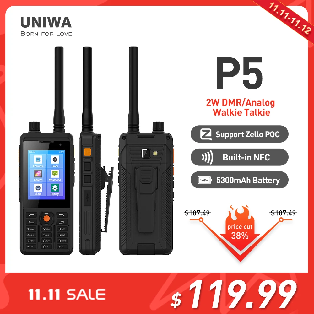 UNIWA P5 Zello Walkie Talkie Android смартфон 2G/3G/4G мобильные телефоны Android 9,0 UHF 400-480mhz 1 Гб + 8 Гб ROM телефон DMR Optinal
UNIWA P5 Zello Walkie Talkie Android смартфон 2G/3G/4G мобильные телефоны Android 9,0 UHF 400-480mhz 1 Гб + 8 Гб ROM телефон DMR Optinal