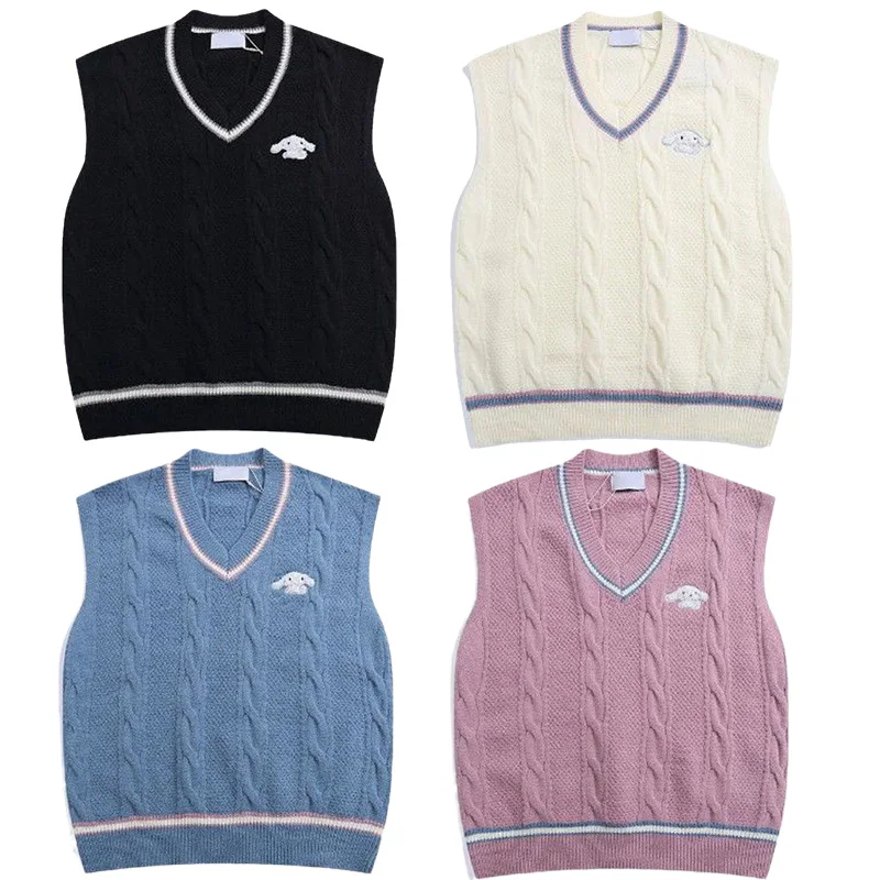 Kawaii Cartoon My Melody Kuromi Cinnamoroll Vest V-Neck Knitted Sweater with British College Style Loose Niche Girl Heart Gift
Kawaii Cartoon My Melody Kuromi Cinnamoroll Vest V-Neck Knitted Sweater with British College Style Loose Niche Girl Heart Gift