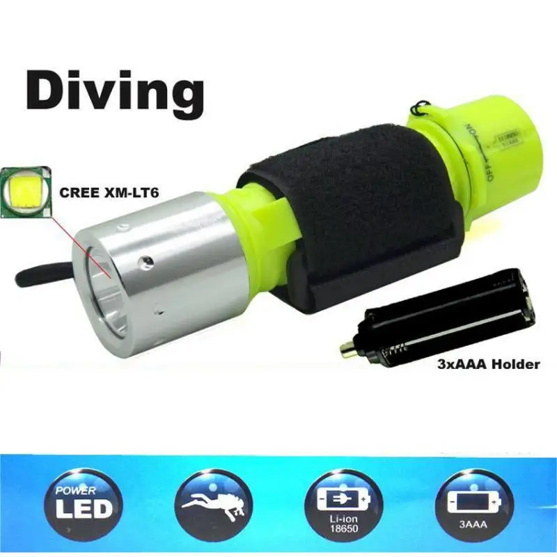 2000LM T6 LED Waterproof Scuba Diver Diving Flashlight Underwater Dive Torch Light Lamp For Power By 3*AAA/18650 Battery
2000LM T6 LED Waterproof Scuba Diver Diving Flashlight Underwater Dive Torch Light Lamp For Power By 3*AAA/18650 Battery