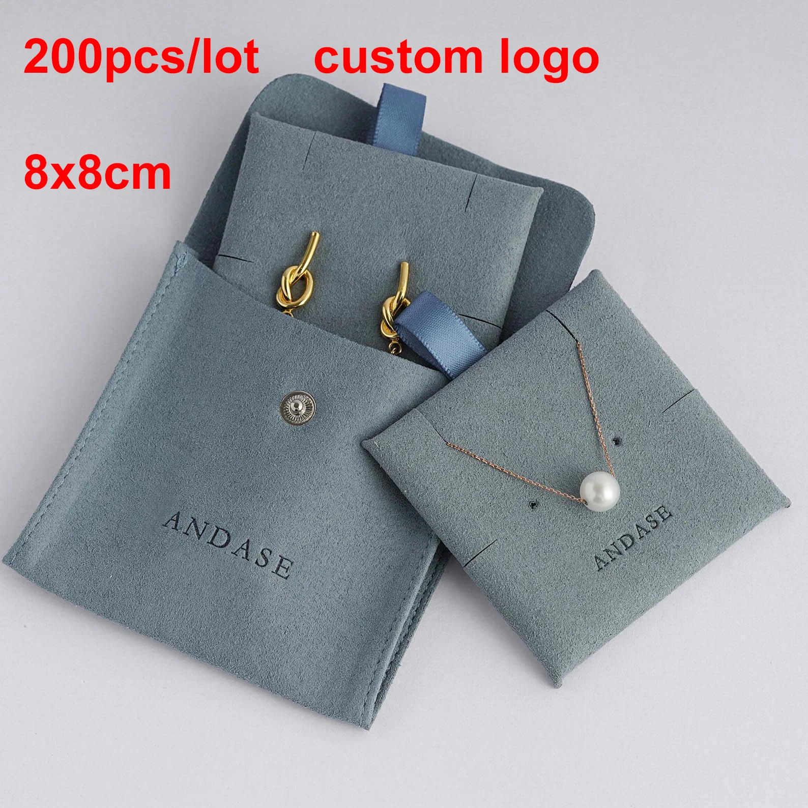 100sets 200set 8x8cm Custom Logo Pouch With Insert Pad Set Snap Button Bag Gray Blue Microfiber Earring Necklace Jewelry Pouches
100sets 200set 8x8cm Custom Logo Pouch With Insert Pad Set Snap Button Bag Gray Blue Microfiber Earring Necklace Jewelry Pouches