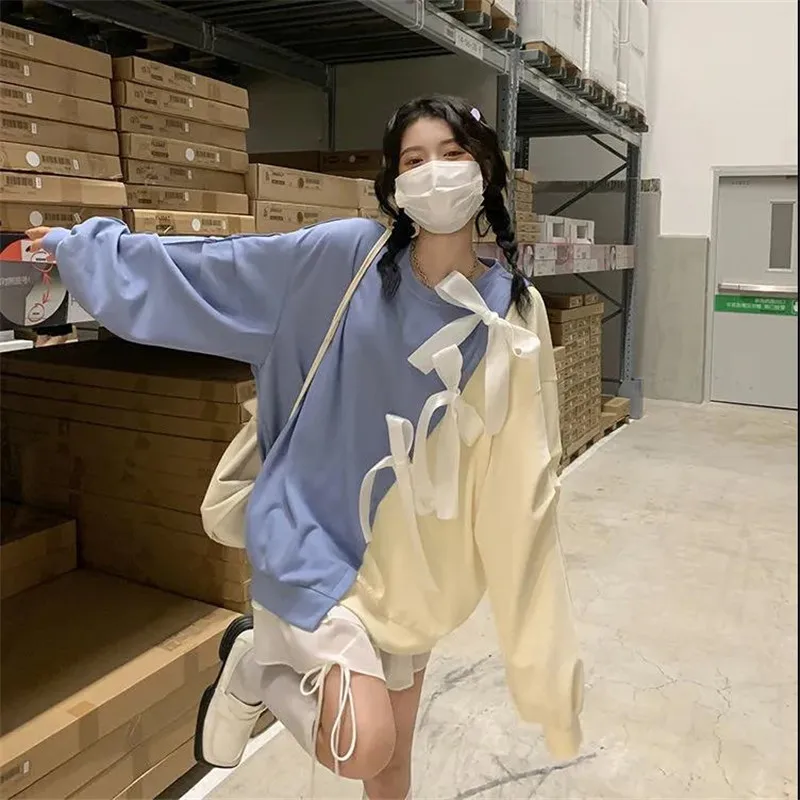 Kawaii Hoodies Long Sleeve Pullover Loose Sweet Sweatshirt Bow Splicing Cute Oversize Hoodie Harajuku Korean Casual Sweatshirts
Kawaii Hoodies Long Sleeve Pullover Loose Sweet Sweatshirt Bow Splicing Cute Oversize Hoodie Harajuku Korean Casual Sweatshirts