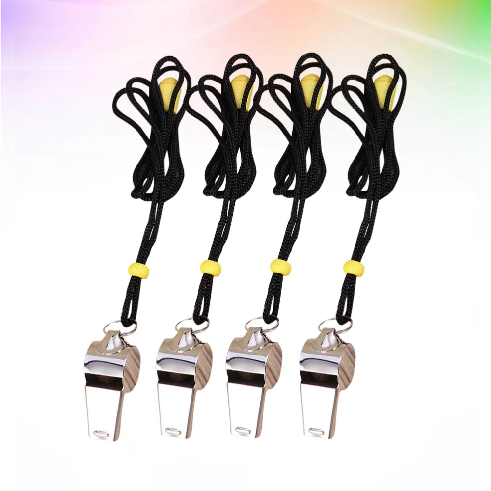 4pcs Stainless Steel Whistles Metal Referee Whistle with Lanyard for Football Officials (Silver)
4pcs Stainless Steel Whistles Metal Referee Whistle with Lanyard for Football Officials (Silver)