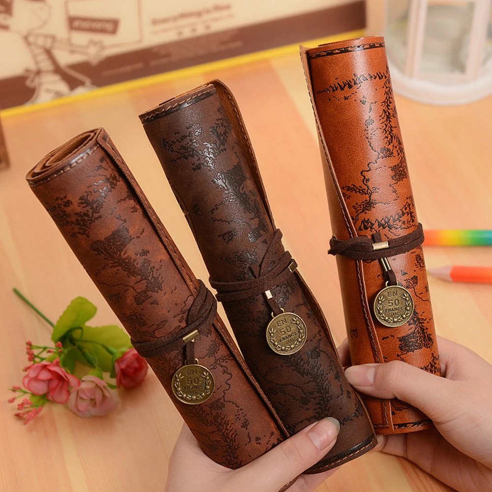 1PCS Vintage Retro Treasure Map Pencil Cases Luxury Roll Leather PU Pen Bag Pouch For Stationery School Supplies Random Color
1PCS Vintage Retro Treasure Map Pencil Cases Luxury Roll Leather PU Pen Bag Pouch For Stationery School Supplies Random Color