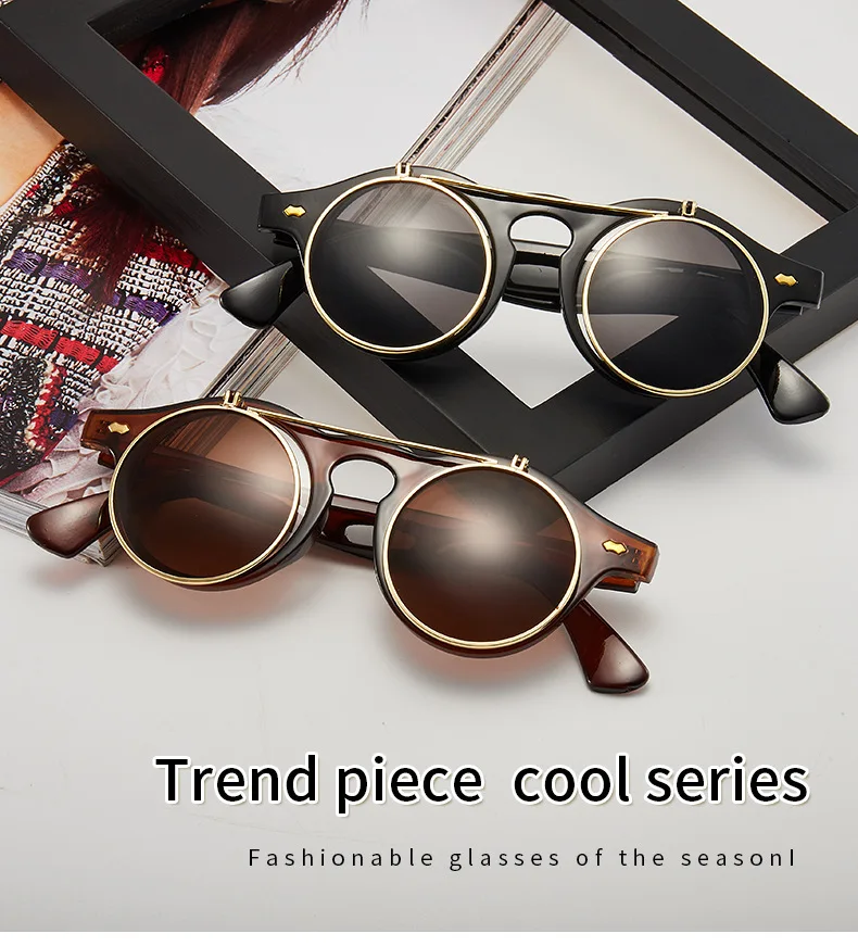 Vintage Steampunk Flip Sunglasses Retro Round Metal Frame Sun Glasses for Men Women Circle Glasses
Vintage Steampunk Flip Sunglasses Retro Round Metal Frame Sun Glasses for Men Women Circle Glasses