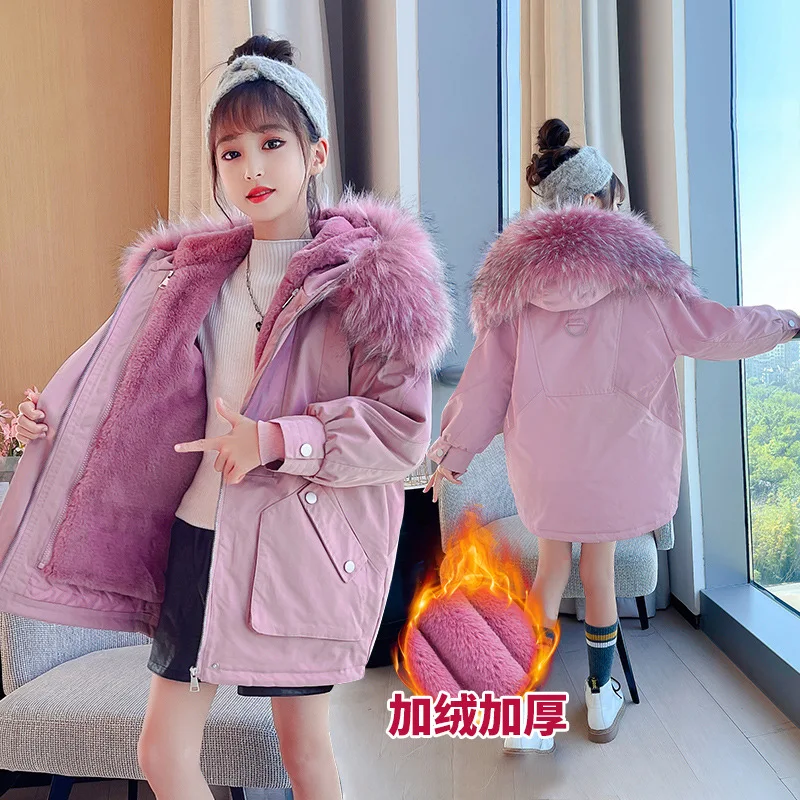 Girls Plus Fleece Jacket 2021 Winter New Korean Padded Tops Children's Mid-long Warm Thick Coat Pink Parkas 4 6 8 10 12 14 Years
Girls Plus Fleece Jacket 2021 Winter New Korean Padded Tops Children's Mid-long Warm Thick Coat Pink Parkas 4 6 8 10 12 14 Years