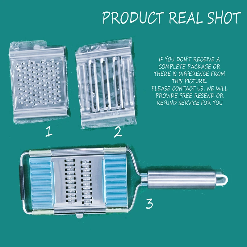 3 In 1 Multi-Purpose Vegetable Slicer Stainless Steel Grater Cutter Shredders Multi-Blades Adjutsable Fruit Peeler Kitchen
3 In 1 Multi-Purpose Vegetable Slicer Stainless Steel Grater Cutter Shredders Multi-Blades Adjutsable Fruit Peeler Kitchen