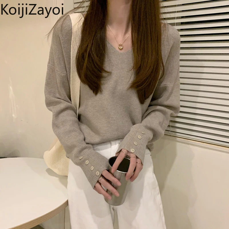 Koijizayoi Fall Winter Women Knitted Sweater Solid Slim Korea V Neck Pullovers Chic Korean Long Sleeves Basic Jumpers 2022 New
Koijizayoi Fall Winter Women Knitted Sweater Solid Slim Korea V Neck Pullovers Chic Korean Long Sleeves Basic Jumpers 2022 New