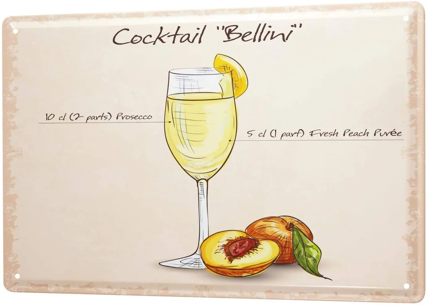 С 2004 года, Оловянная тарелка, постер для коктейлей Bellini кухонный мотив 
С 2004 года, Оловянная тарелка, постер для коктейлей Bellini кухонный мотив