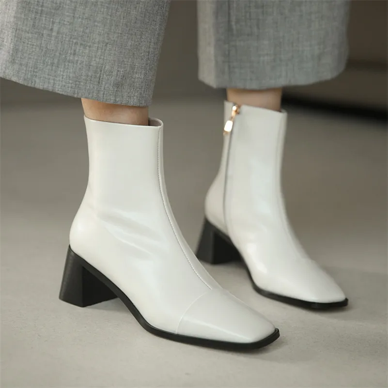 Meotina Short Boots Women Shoes Genuine Leather High Heel Ankle Boots Square Toe Thick Heels Zip Lady Boots White Big Size 40
Meotina Short Boots Women Shoes Genuine Leather High Heel Ankle Boots Square Toe Thick Heels Zip Lady Boots White Big Size 40