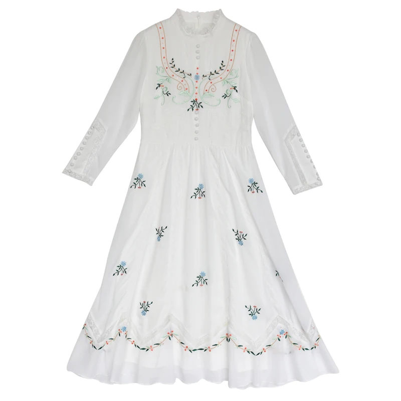 Spring And Autumn Dress Women Vintage Elegant Slim Mori Girl Fresh Embroidery White Long Dress Long Sleeve Midi Dress omighty
Spring And Autumn Dress Women Vintage Elegant Slim Mori Girl Fresh Embroidery White Long Dress Long Sleeve Midi Dress omighty