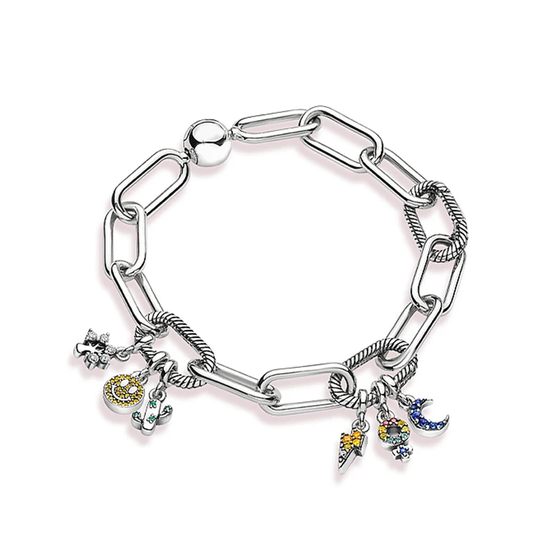 New 100% 925 Sterling Silver Me Series Smile Cactus Moon Flower Lucky Pan Bracelet For Christmas gift Wedding Gift Jewelry
New 100% 925 Sterling Silver Me Series Smile Cactus Moon Flower Lucky Pan Bracelet For Christmas gift Wedding Gift Jewelry