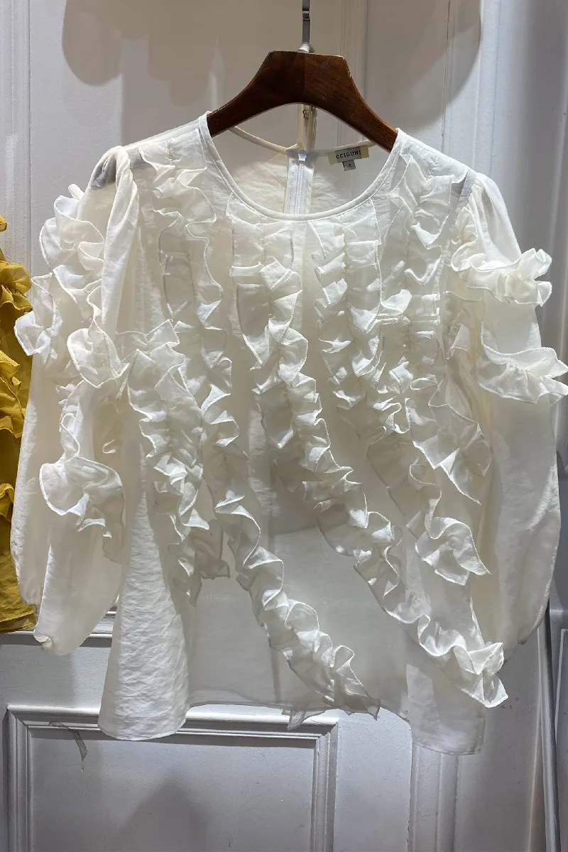 European Station Design Stitching Ruffle Loose Thin Pullover Western Style Shirt With Sling Silk Cotton Solid Color Shirt
European Station Design Stitching Ruffle Loose Thin Pullover Western Style Shirt With Sling Silk Cotton Solid Color Shirt