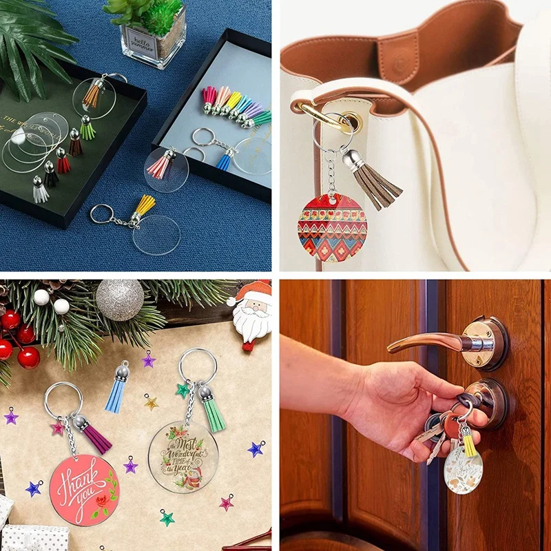 Acrylic Keychain Blanks, 120Pcs Acrylic Ornament Blanks Kit Including Acrylic Blanks, Keychain Tassels, Key Chain Rings 
Acrylic Keychain Blanks, 120Pcs Acrylic Ornament Blanks Kit Including Acrylic Blanks, Keychain Tassels, Key Chain Rings