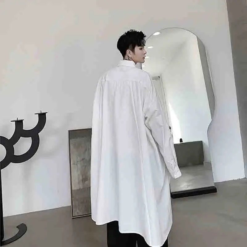 Trendy split shirt mid long new coat handsome personality lazy Top Men's autumn loose design
Trendy split shirt mid long new coat handsome personality lazy Top Men's autumn loose design