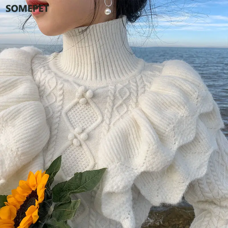 Japanese Autumn Winter Women Pullovers Sweaters Korean Turtleneck Long Sleeve Ruffles Elegant Sweater Sueter Mujer
Japanese Autumn Winter Women Pullovers Sweaters Korean Turtleneck Long Sleeve Ruffles Elegant Sweater Sueter Mujer