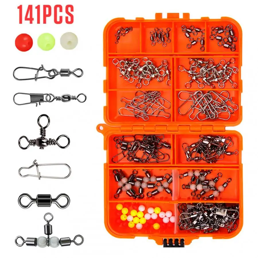 141pcs Texas Fishing Accessories Kit Including Fishing Connector Snaps Rolling Swivel Fishing Beads Sinker Weights Bass Perch
141pcs Texas Fishing Accessories Kit Including Fishing Connector Snaps Rolling Swivel Fishing Beads Sinker Weights Bass Perch