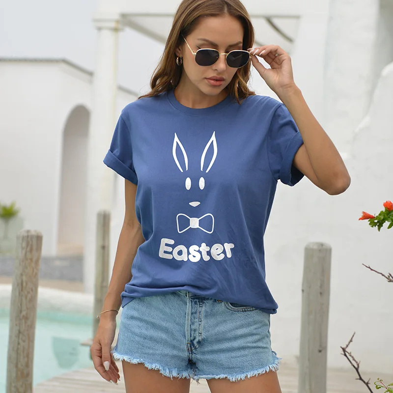 Милая женская футболка с принтом кролика, пасхальные повседневные Модные Топы с коротким рукавом и круглым вырезом для девушек, свободная х... 
Милая женская футболка с принтом кролика, пасхальные повседневные Модные Топы с коротким рукавом и круглым вырезом для девушек, свободная х...