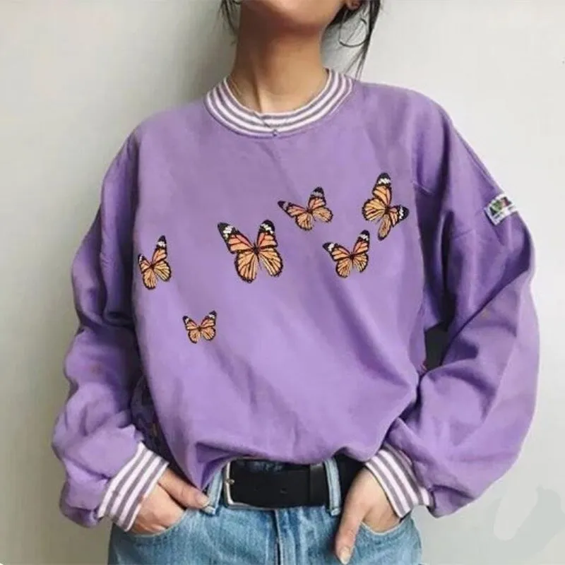 Purple Butterfly Printed Casual Oversized Sweatshirt Hoodies Women Fashion Girls Casual Loose 2020 Autumn New England Style Tops
Purple Butterfly Printed Casual Oversized Sweatshirt Hoodies Women Fashion Girls Casual Loose 2020 Autumn New England Style Tops