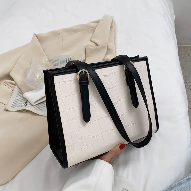 Tote Bag Underarm Shoulder Bag Female Designer Handbag Fashion 2021 New PU Leather Large Capacity Stone Pattern Contrast Color
Tote Bag Underarm Shoulder Bag Female Designer Handbag Fashion 2021 New PU Leather Large Capacity Stone Pattern Contrast Color