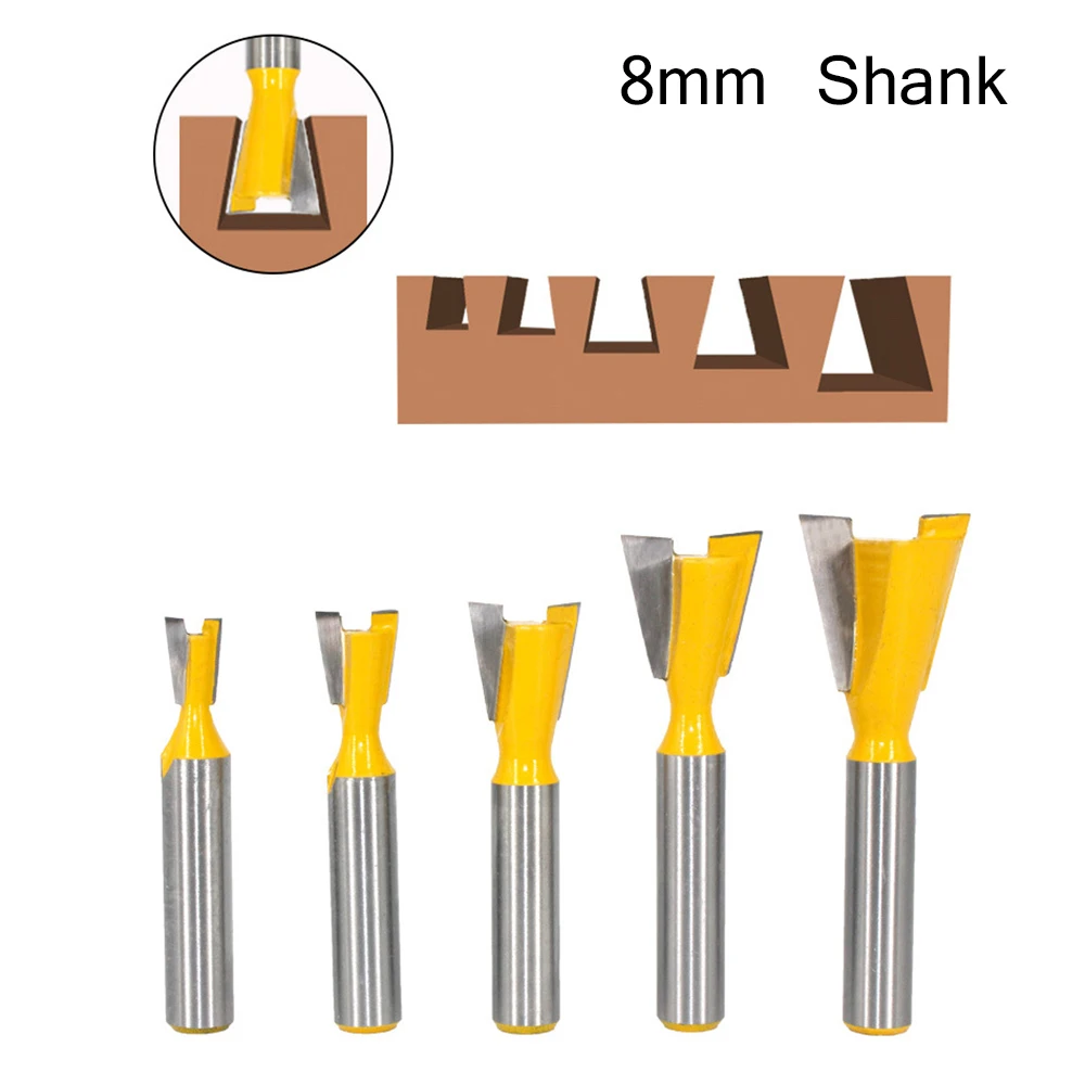 5pcs 8mm Shank Dovetail Router Bit Set Carbide-tipped Wood Milling Cutter Woodworking Power Tools
5pcs 8mm Shank Dovetail Router Bit Set Carbide-tipped Wood Milling Cutter Woodworking Power Tools