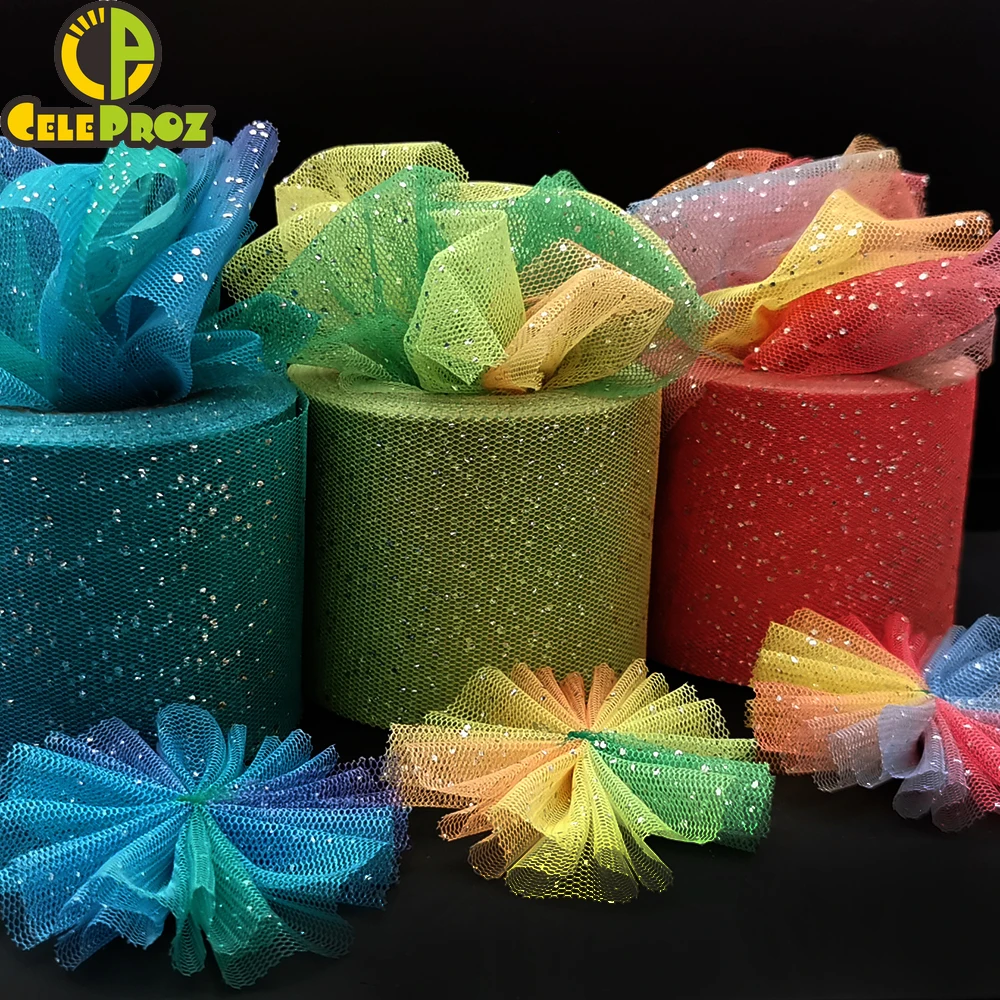 6Cm 25Yards Gradient color Tulle Iridescent Rainbow Mesh Ribbon DIY Headband Bowknot Bouquet Wedding Brithday Party Decor Supply
6Cm 25Yards Gradient color Tulle Iridescent Rainbow Mesh Ribbon DIY Headband Bowknot Bouquet Wedding Brithday Party Decor Supply