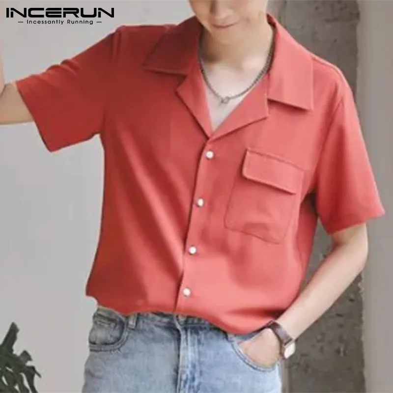 INCERUN Solid Color Men Shirt Turn Down Collar Short Sleeve Pockets Korean Casual Tops 2021 Streetwear Fashion Camisa Masculina
INCERUN Solid Color Men Shirt Turn Down Collar Short Sleeve Pockets Korean Casual Tops 2021 Streetwear Fashion Camisa Masculina