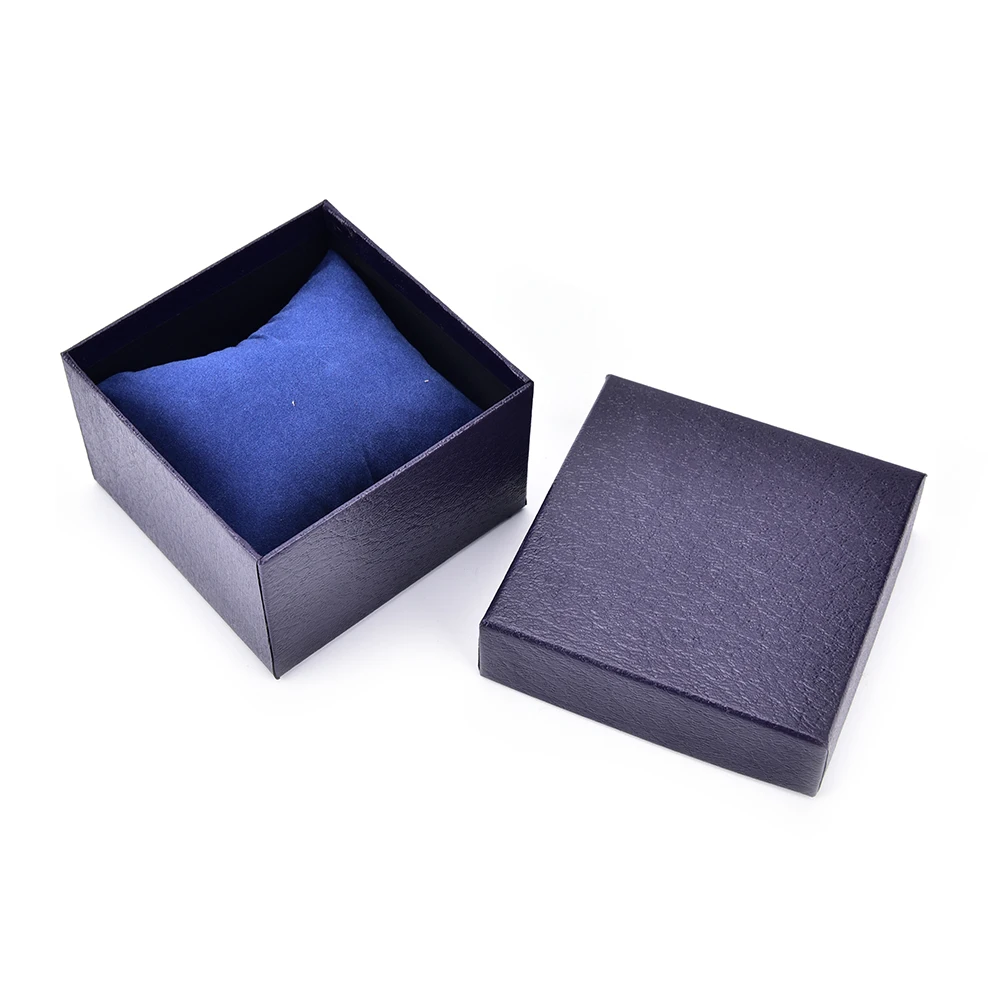 

1 шт. из искусственной кожи часы подарок Коробки черный/синий Бумага часы упаковка Коробки с подушки внутри без часы 2 Цвета