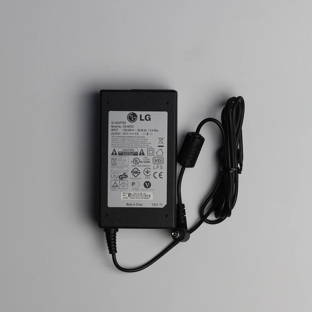 Original NEW LG AC ADAPTER DA-50F25 25V 2A Power Supply Charger DC AC Adapters Switching Adapter For LG Sound Bar Audio System
Original NEW LG AC ADAPTER DA-50F25 25V 2A Power Supply Charger DC AC Adapters Switching Adapter For LG Sound Bar Audio System