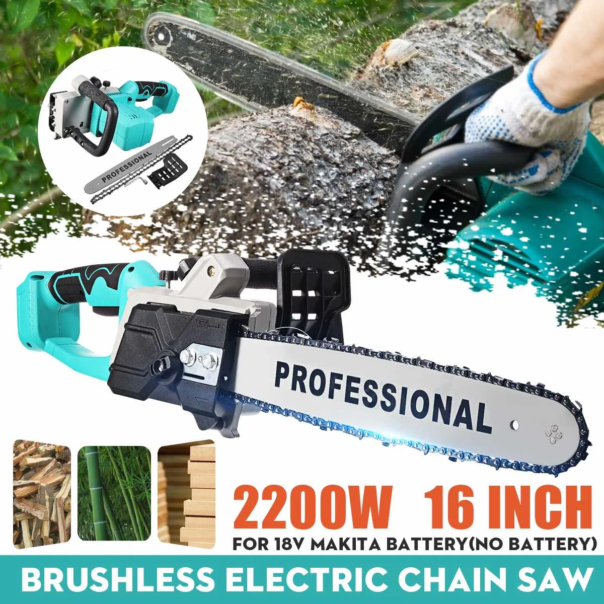 2200W 16 Inch Cordless Chain Saw Brushless Motor Power Tools Electric Chainsaw Garden Woodworking Power Tools For Makita battery
2200W 16 Inch Cordless Chain Saw Brushless Motor Power Tools Electric Chainsaw Garden Woodworking Power Tools For Makita battery
