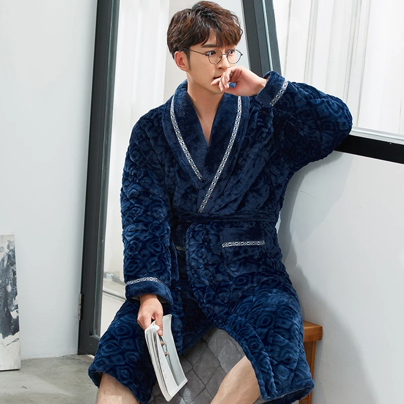 Thick quilted coral flannel long-sleeve male plus size L-3XL robe plaid stitching bathrobes male sleepwear winter pijama hombre
Thick quilted coral flannel long-sleeve male plus size L-3XL robe plaid stitching bathrobes male sleepwear winter pijama hombre
