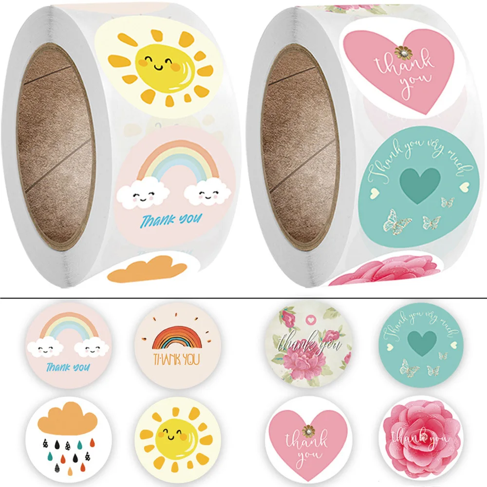Round Cartoon Thank You Stickers Cute Sun Rainbow Rose Sticker For Handmade Gift Decor Labels Kids Reward Stickers 500pcs/roll
Round Cartoon Thank You Stickers Cute Sun Rainbow Rose Sticker For Handmade Gift Decor Labels Kids Reward Stickers 500pcs/roll