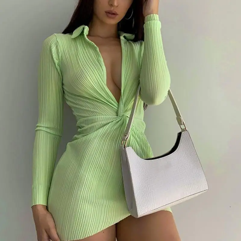 Long Sleeve Sexy Dresses Autumn Women Ruched V-Neck Fashion Turn-Down Collar Slim Shirt Dress Button Up Mini Dresses Ladies
Long Sleeve Sexy Dresses Autumn Women Ruched V-Neck Fashion Turn-Down Collar Slim Shirt Dress Button Up Mini Dresses Ladies